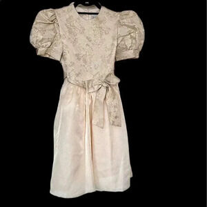 Vintage 𝅺Jayne Copeland luxury metallic gold and ivory party dress size 10